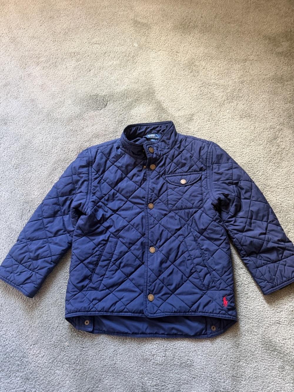 Polo Ralph Lauren Navy Quilted Jacket with Red Pony Logo
